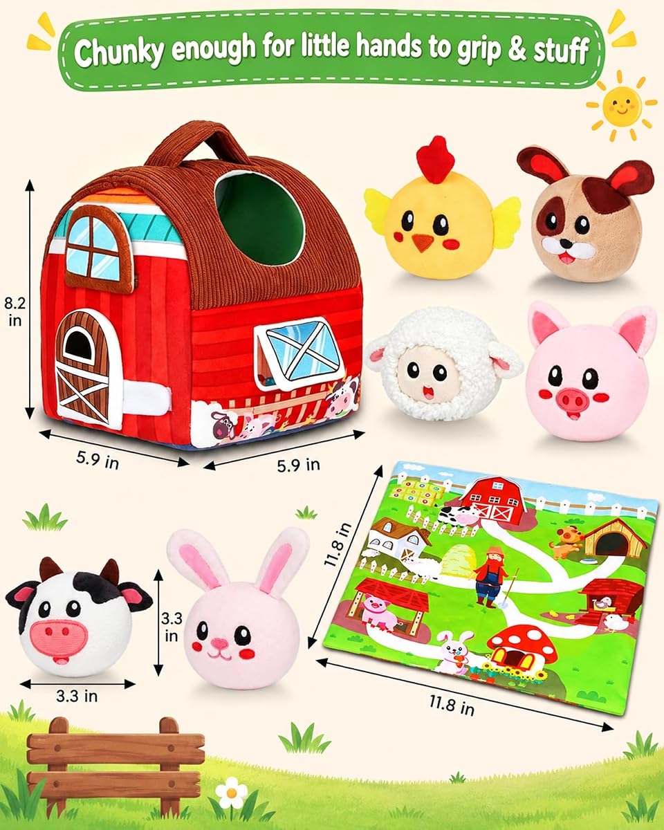 My First Barn Plush Set with Farm Animals and Play Mat view 5
