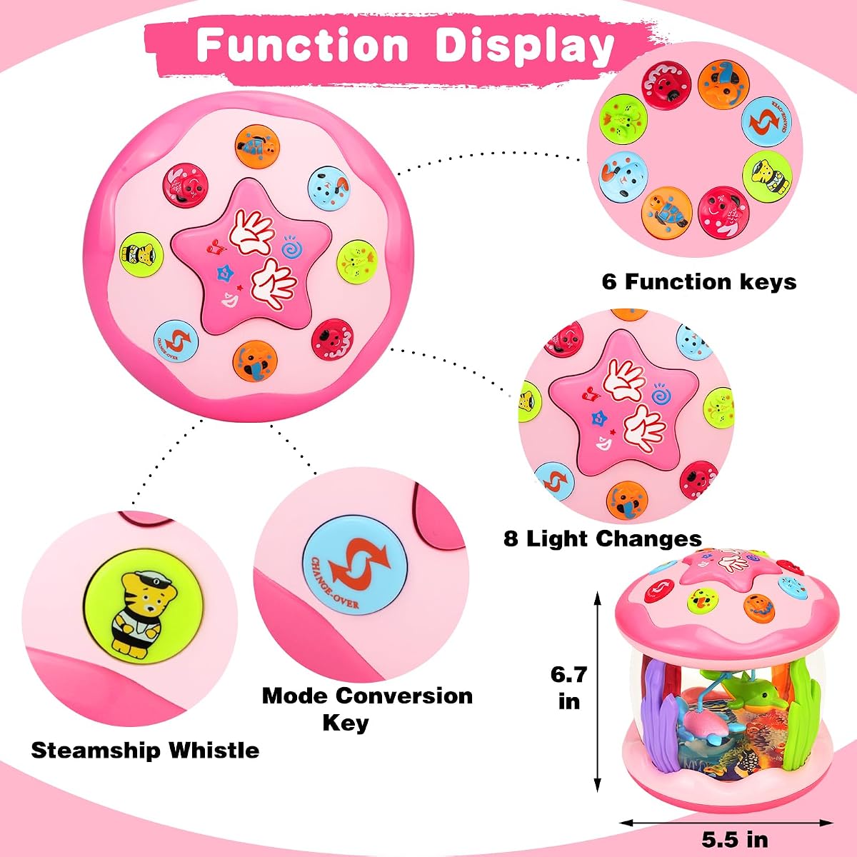 Rolling Ocean Projector with Nursery Rhymes and Night Light view 2