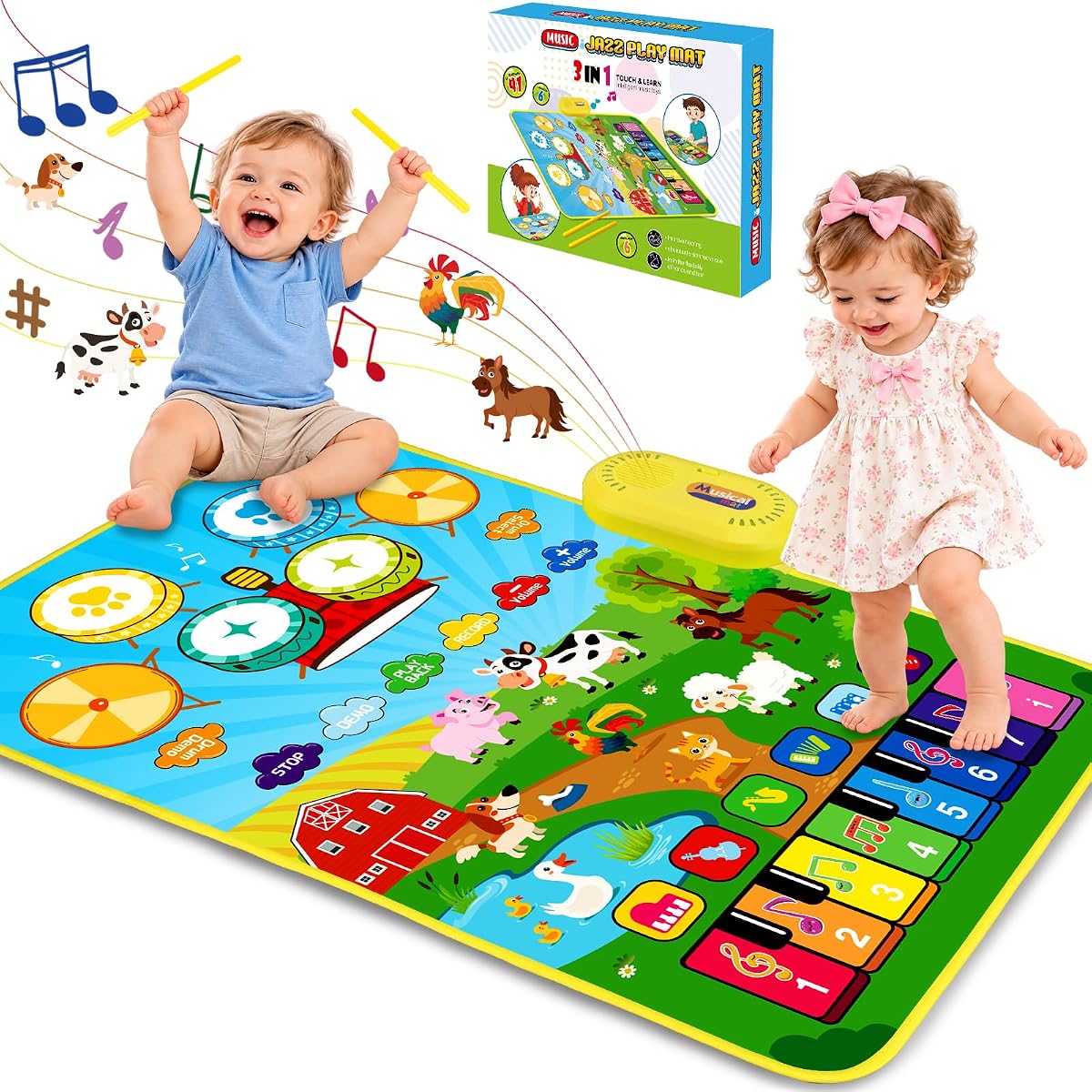 3 in 1 Music Mat with Piano Keys and Drum Pads